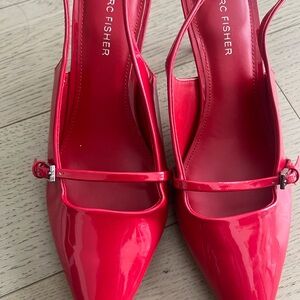 Marc Fisher Red Patent Leather Slingback Heels